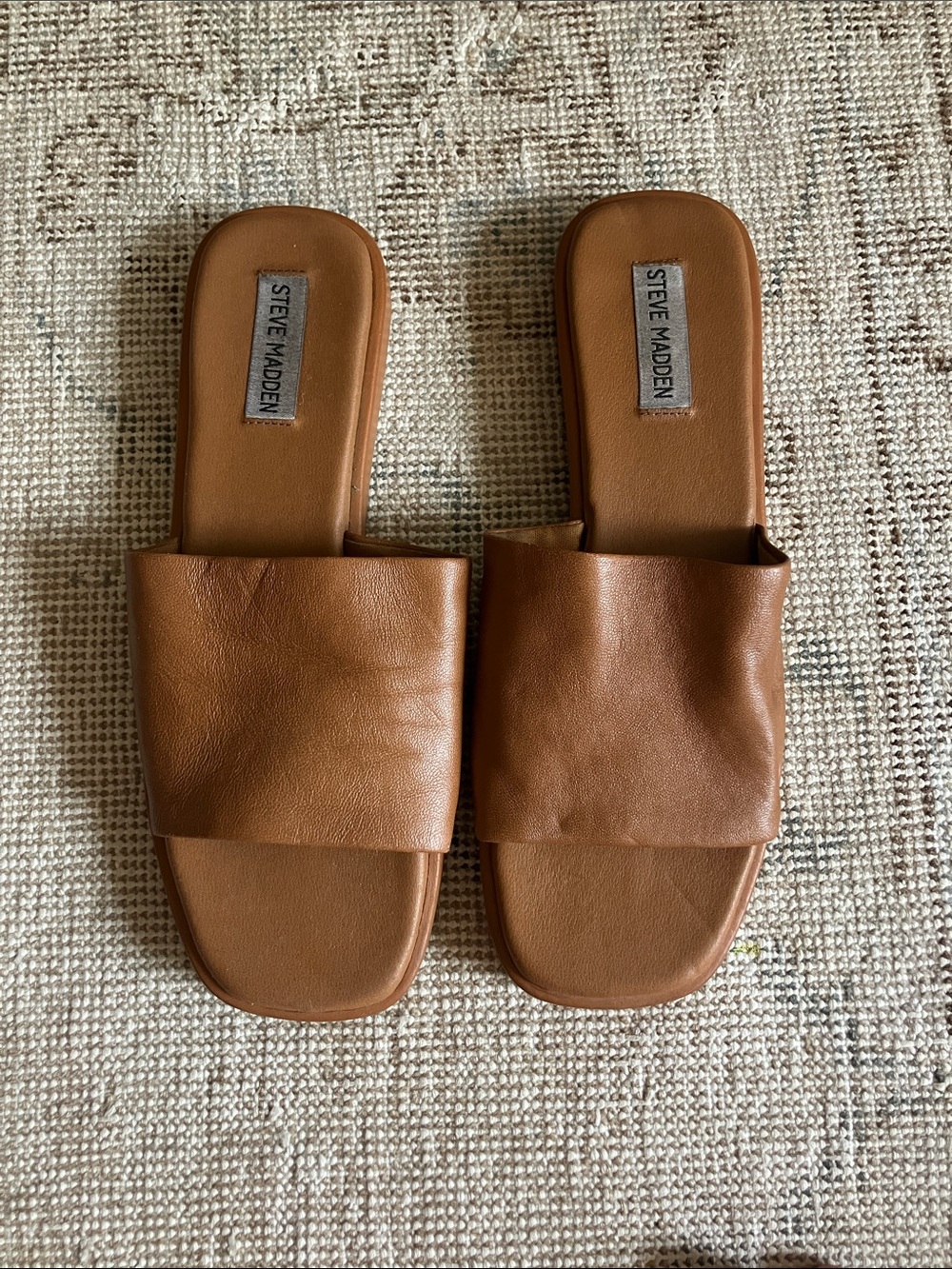 Steve Madden Brown Leather Slide Mules